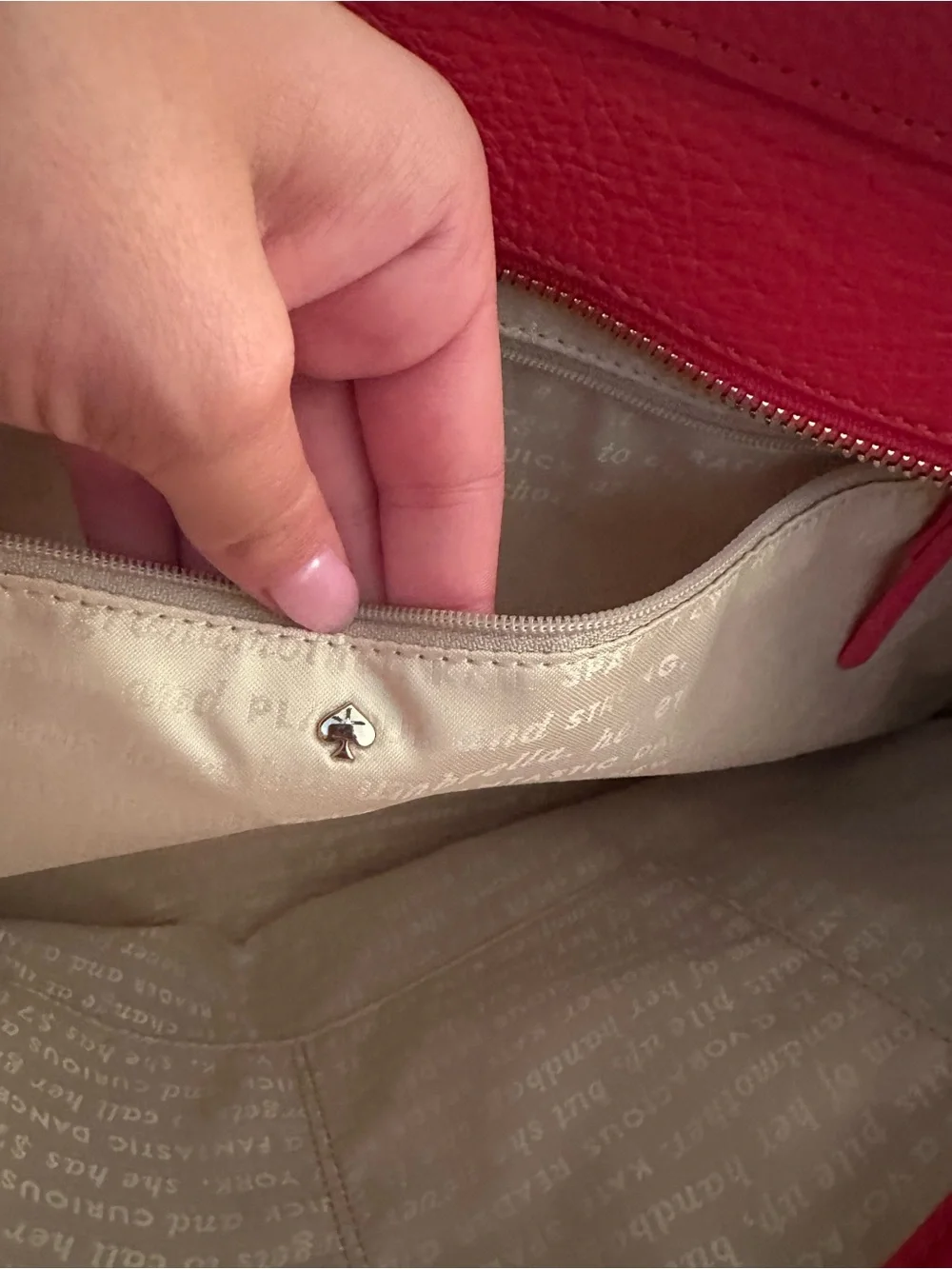 kate spade Red Leather Tote with Bow Accent